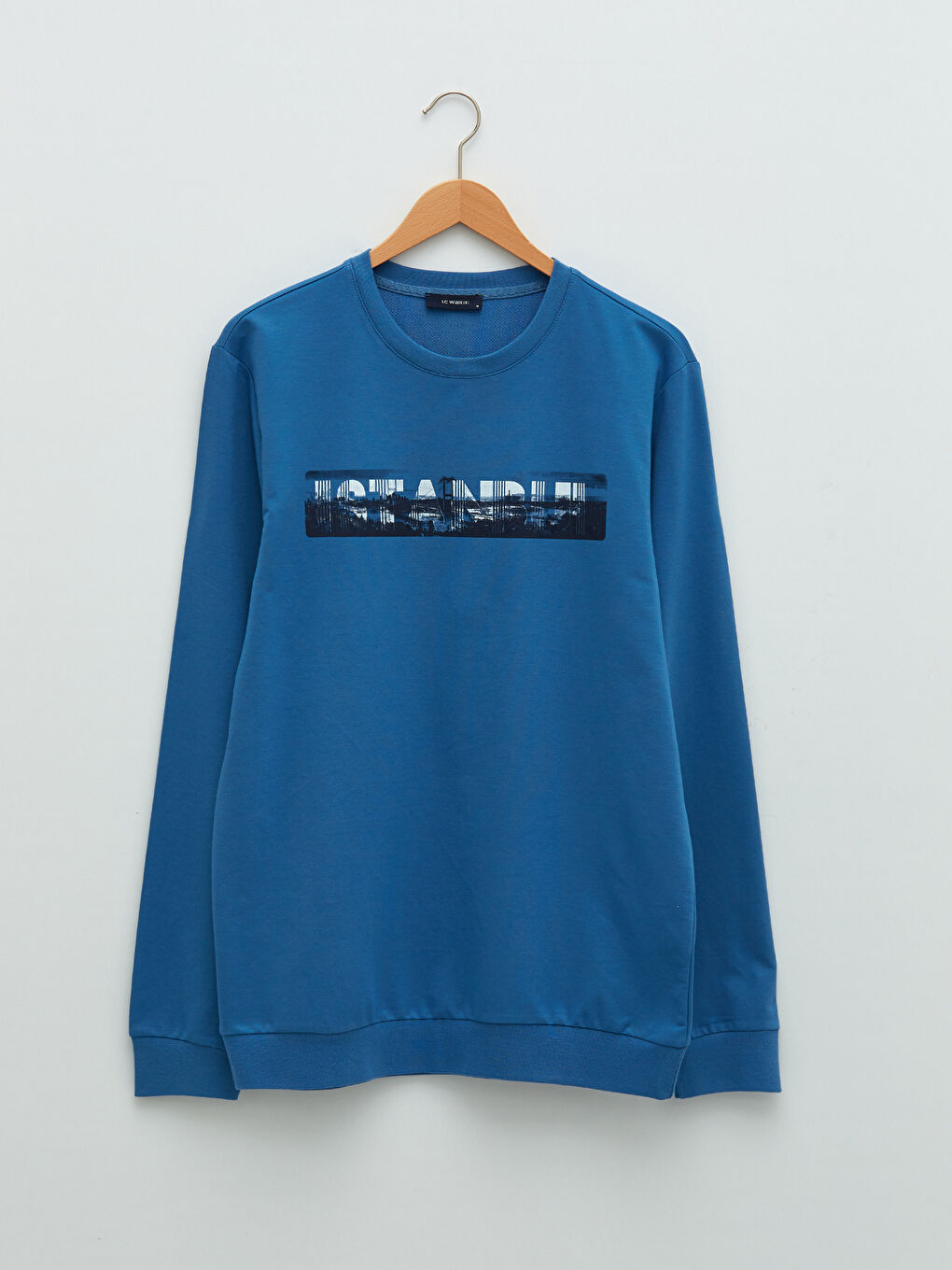 Mavi Bisiklet Yaka Uzun Kollu İstanbul Baskılı Erkek Sweatshirt-1
