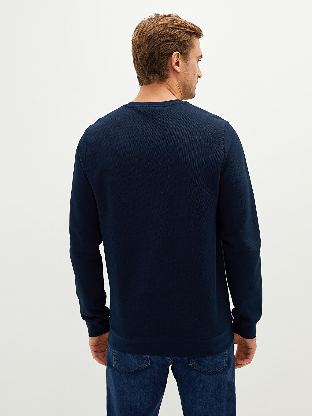 Lacivert Bisiklet Yaka Uzun Kollu İstanbul Baskılı Erkek Sweatshirt-4