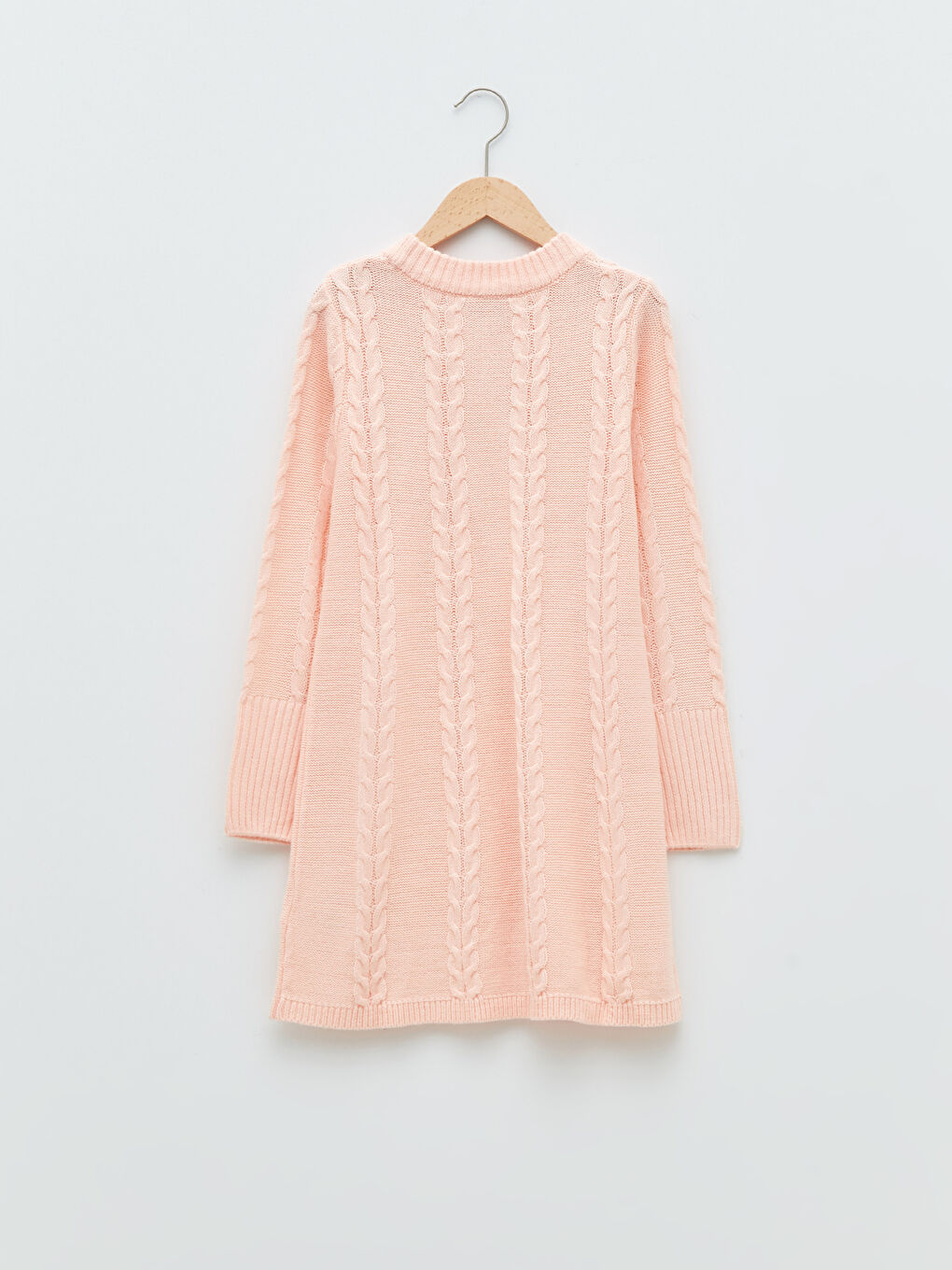 Robe en Maille Épaisse à Manches Longues pour Fille avec Col Montant et Motif Intégré-1