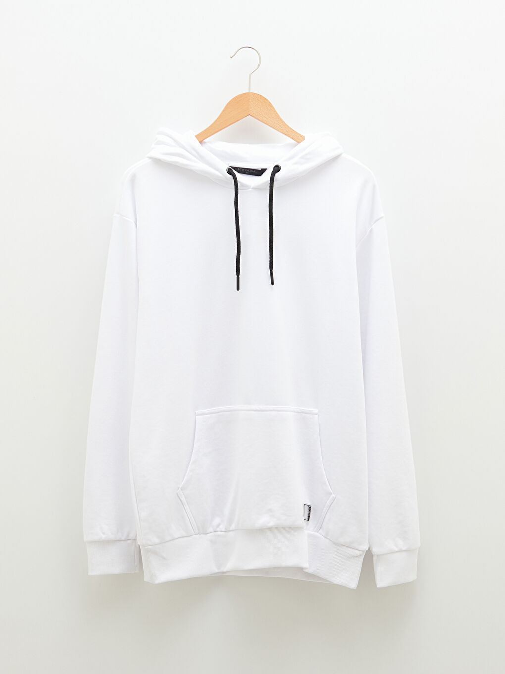 Beyaz Uzun Kollu Kalın Erkek Hoodie-10