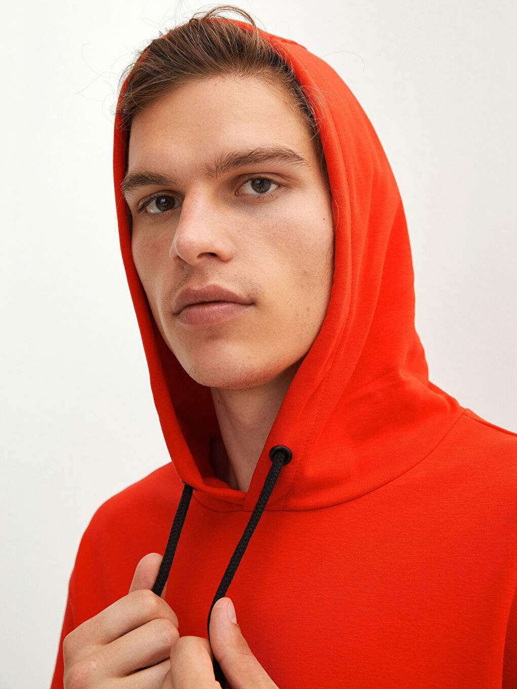 Kırmızı Uzun Kollu Kalın Erkek Hoodie-9