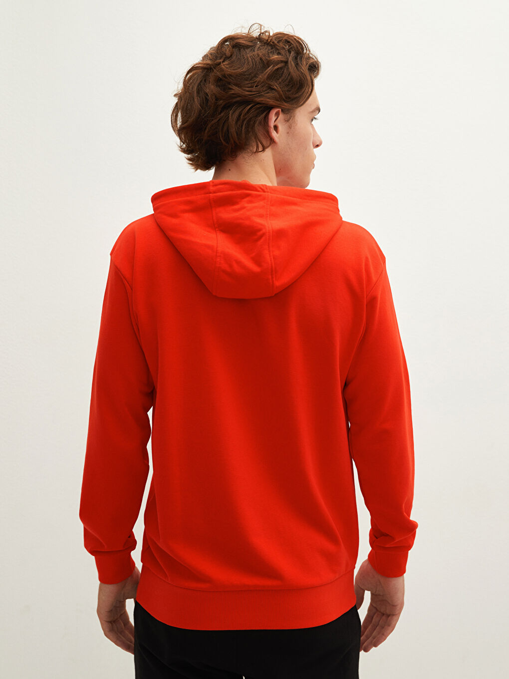 Kırmızı Uzun Kollu Kalın Erkek Hoodie-10