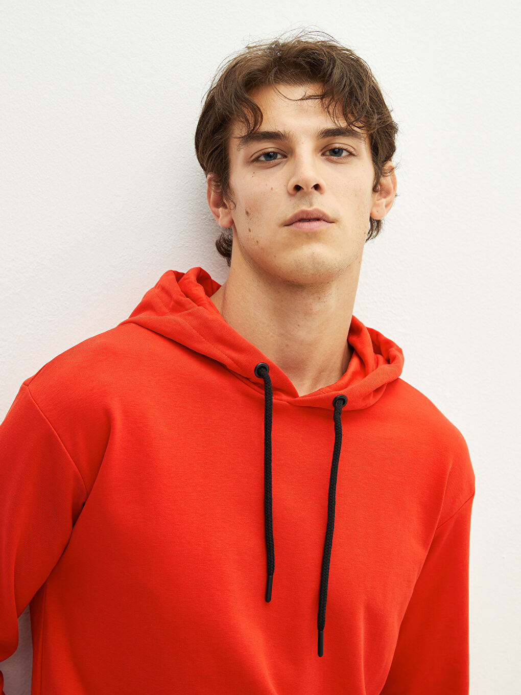 Kırmızı Uzun Kollu Kalın Erkek Hoodie-6