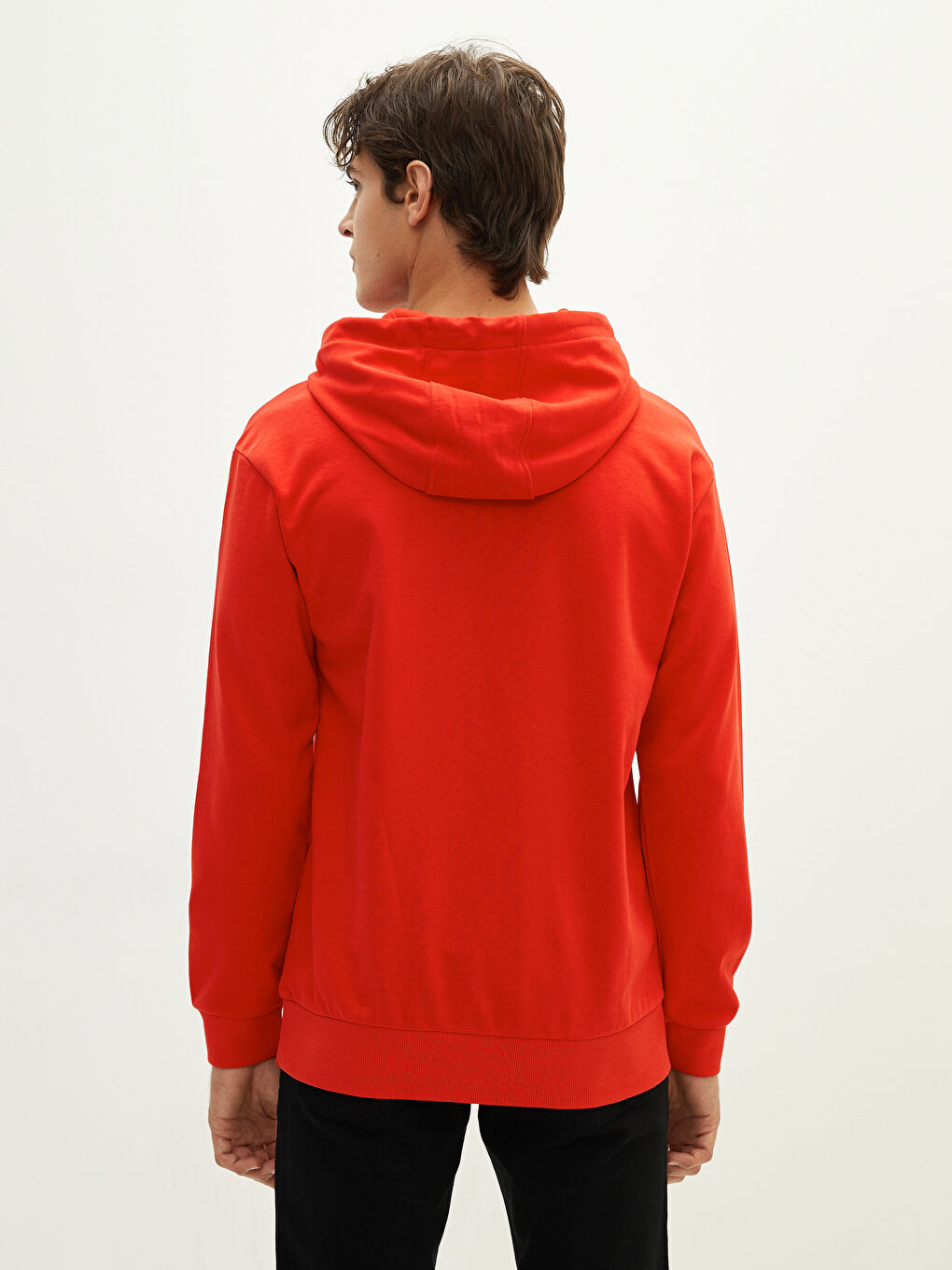 Kırmızı Uzun Kollu Kalın Erkek Hoodie-8