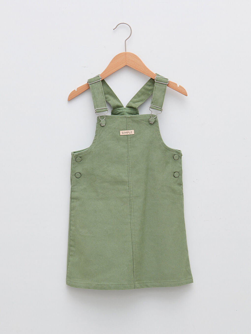 LCW Kids Quadratischer Kragen Schlichtes Samt Mädchen Lockeres Kleid -W12393Z4-GRW