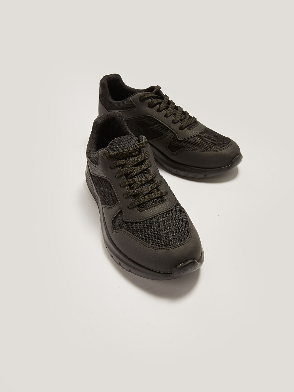 Siyah File Detaylı Bağcıklı Erkek Aktif Spor Ayakkabı-2