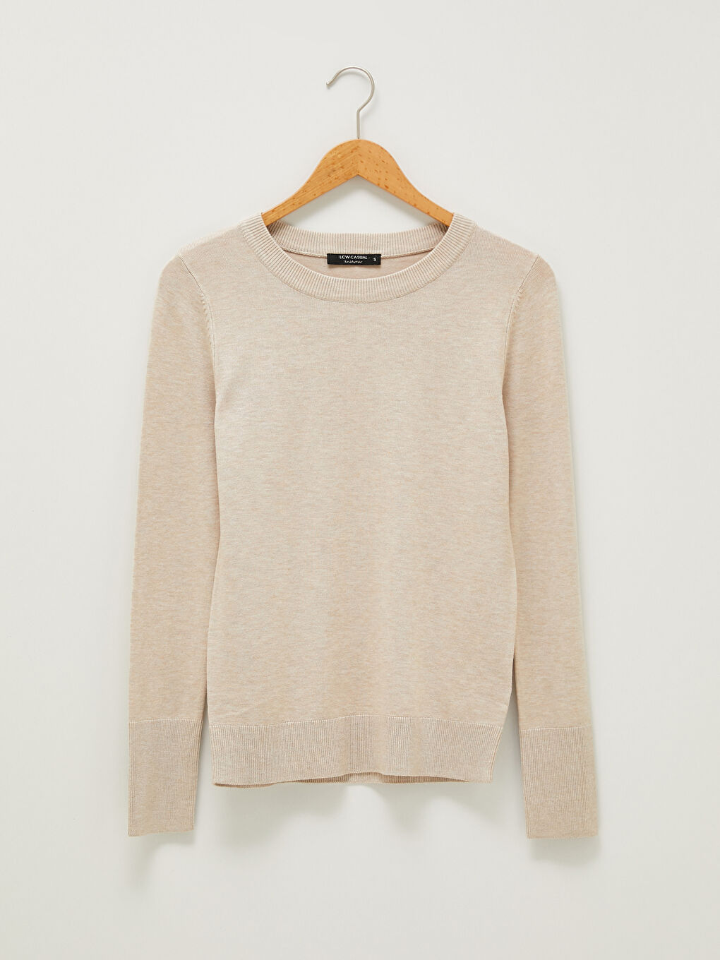 سترة تريكو سادة بياقة دائرية وأكمام طويلة للسيدات-5