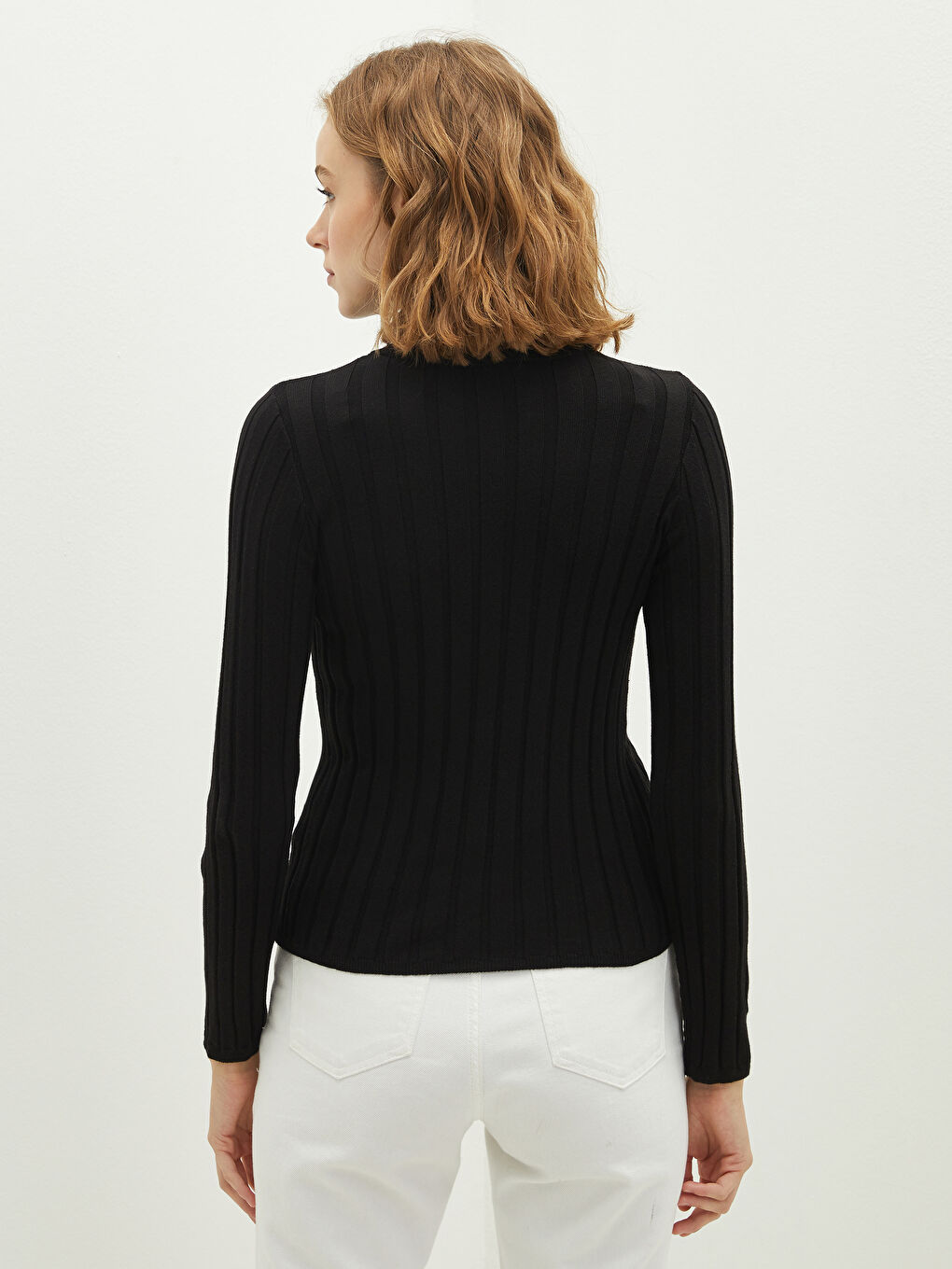Siyah Yarım Balıkçı Yaka Kadın Triko Kazak-6