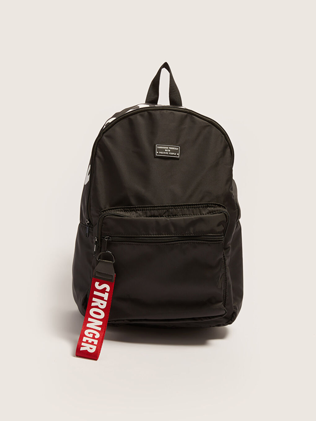 Siyah Etiket Baskılı Erkek Sırt Çantası-1