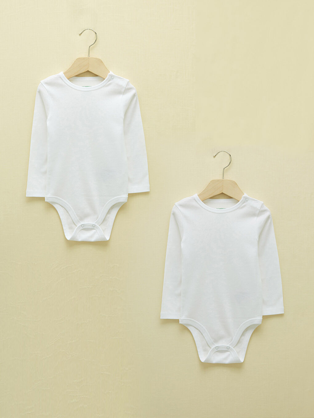 Crew Neck Long Sleeve Basic Unisex Baby Snap Fastener Body 2 Pack