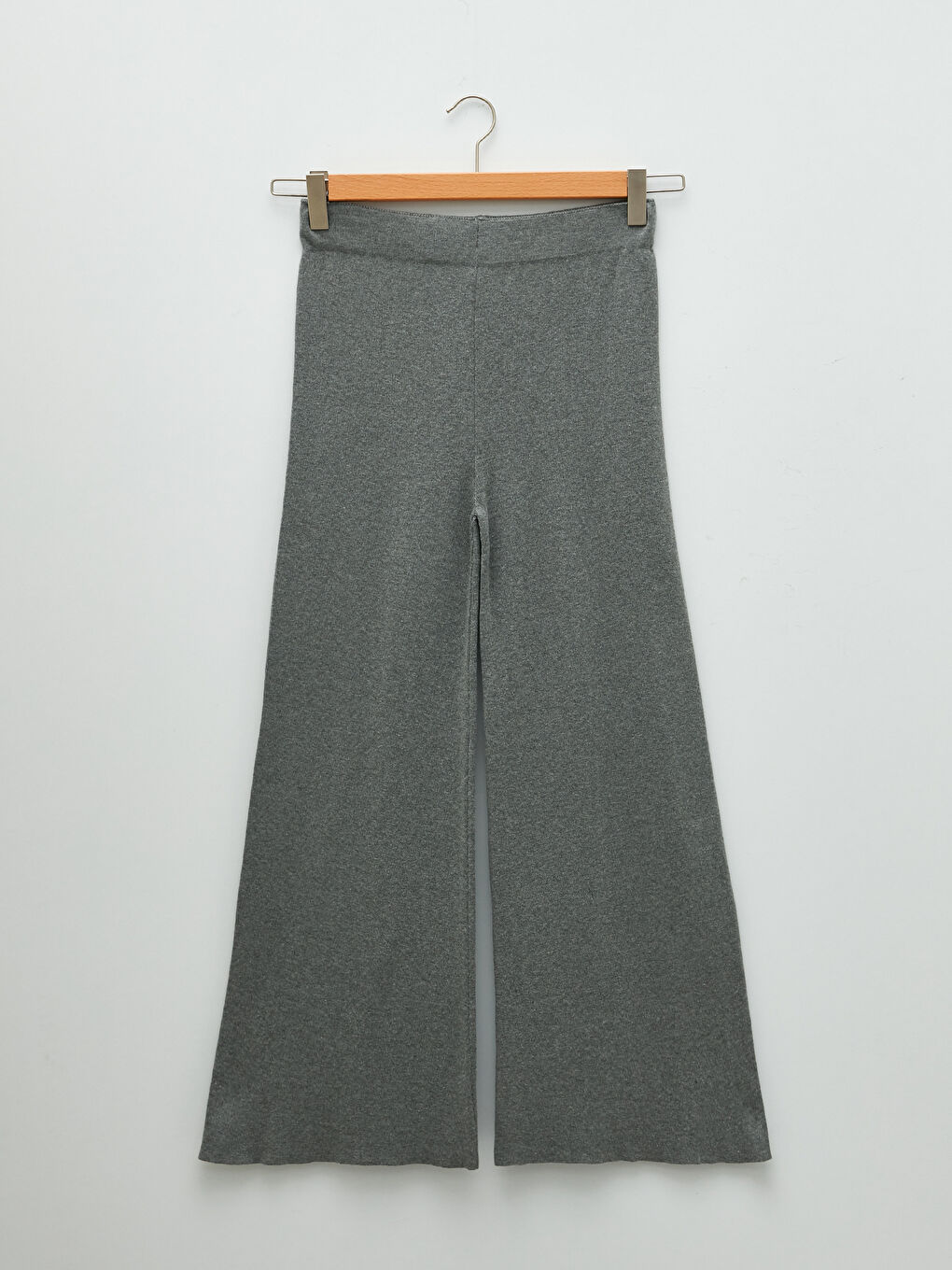 Elasticated Waist Plain Wide Leg Women's Knitwear Trousers-5