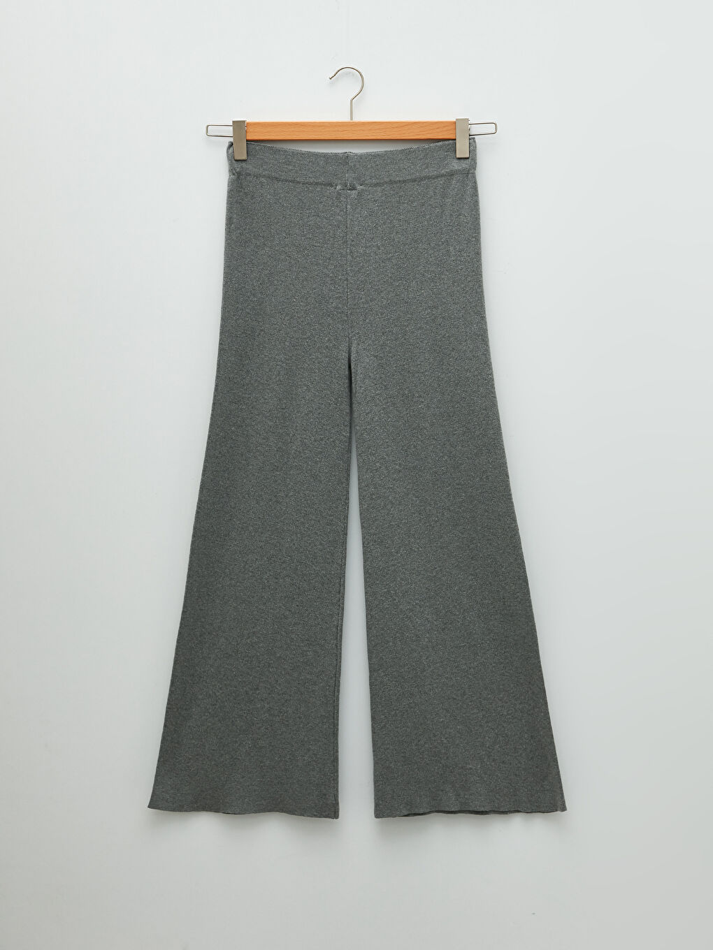 Elasticated Waist Plain Wide Leg Women's Knitwear Trousers-6