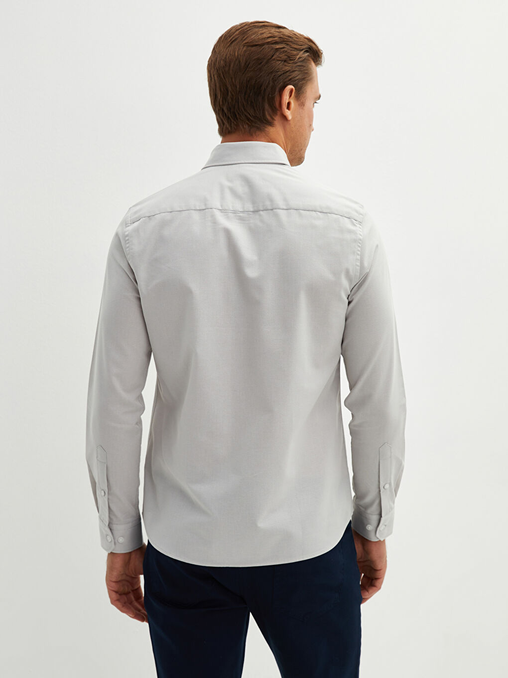 Slim Fit Long Sleeve Dobby Men's Shirt-1