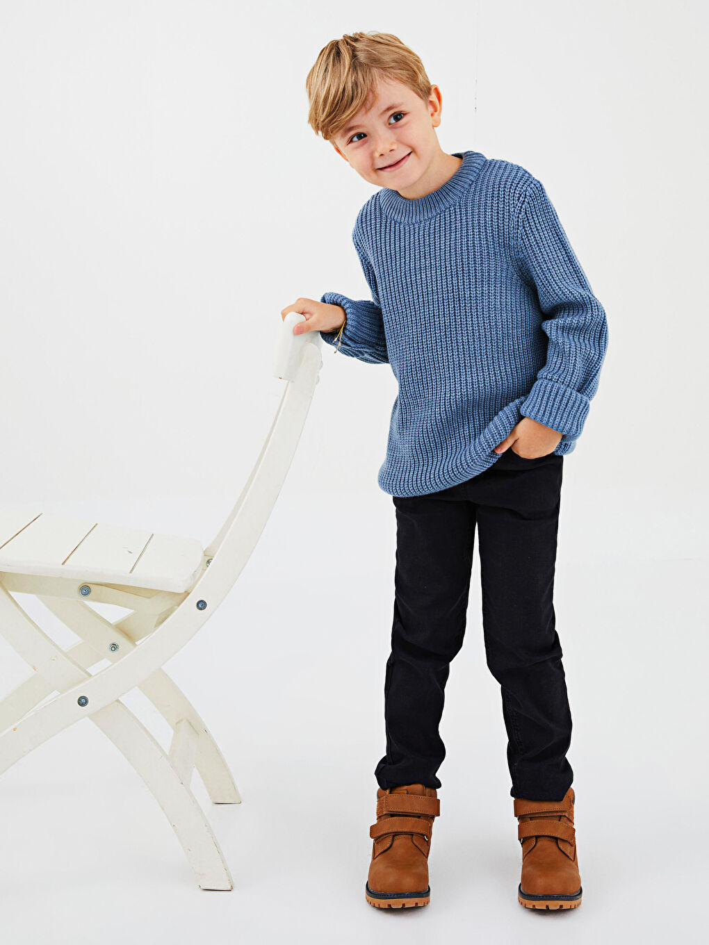 Джинсы с эластичным поясом и узким кроем для мальчиков-2