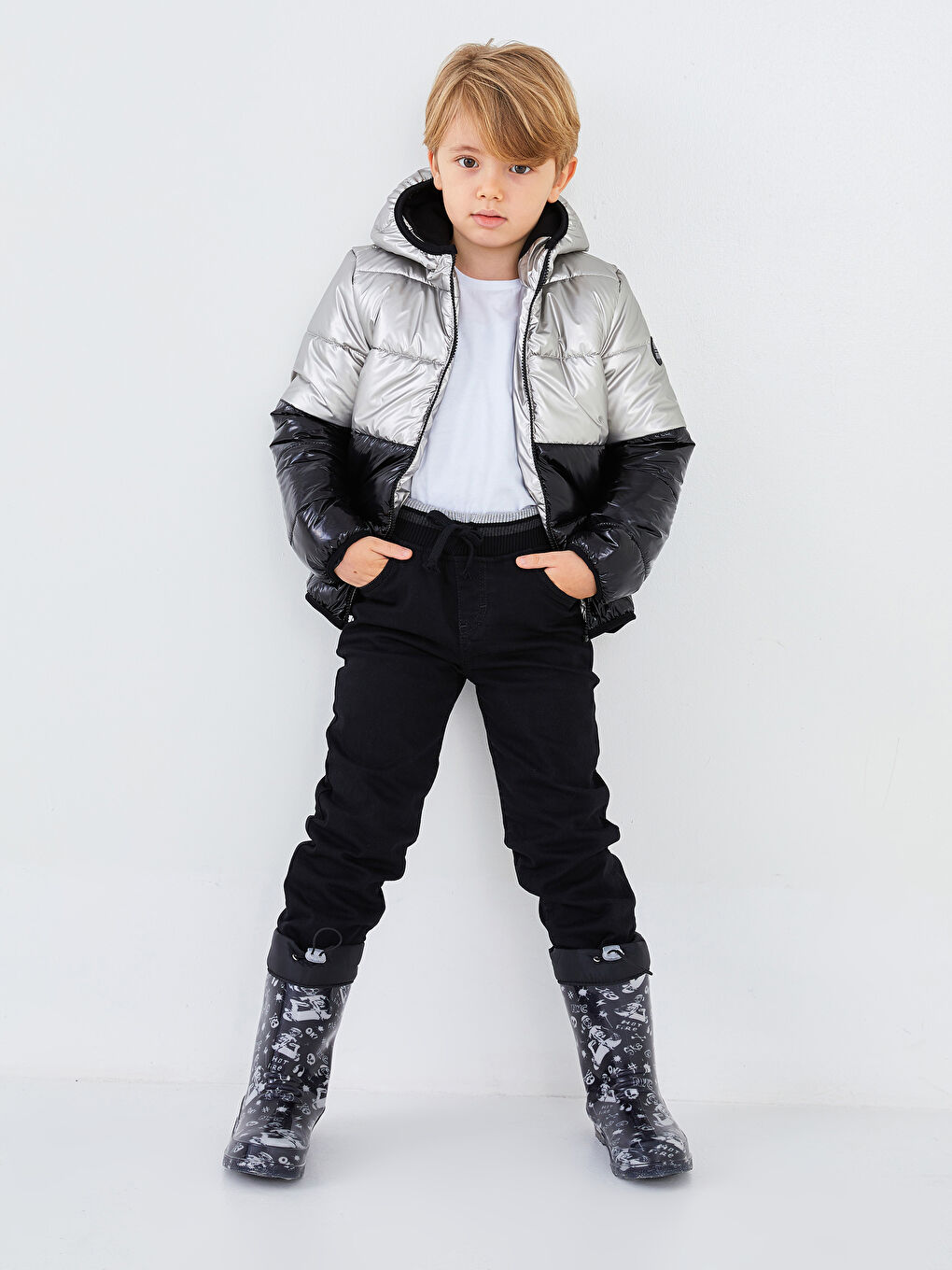 Jean Garçon à Taille Élastiquée Doublé Polaire-2