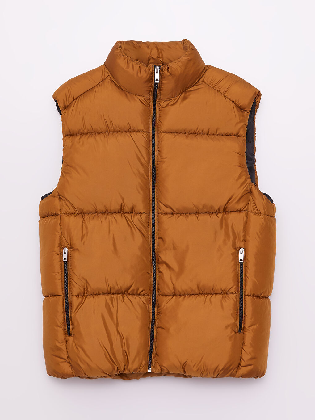 Kahverengi Slim Fit Dik Yaka Kalın Erkek Yelek-5