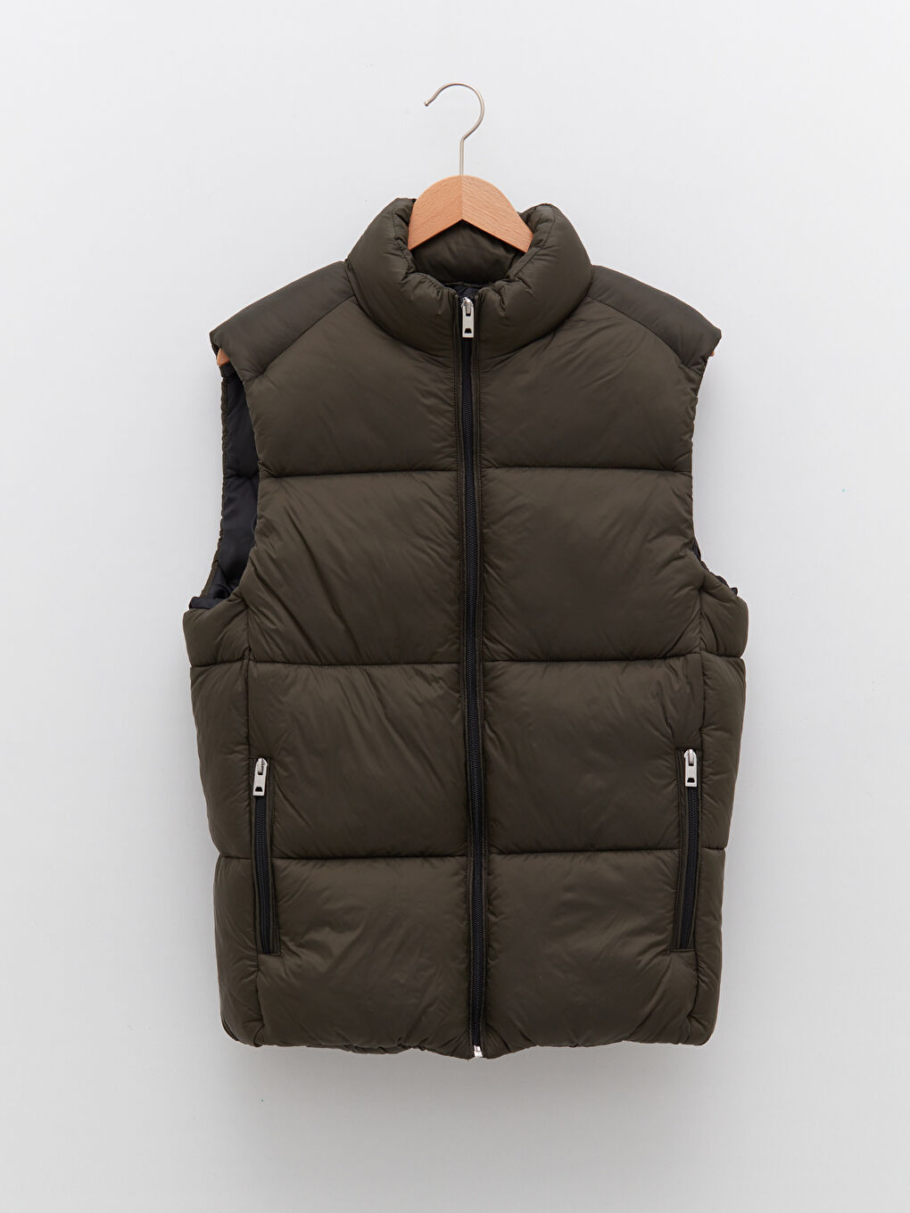 Schlank Geschnittene Dicke Weste Für Herren Mit Hohem Kragen-6