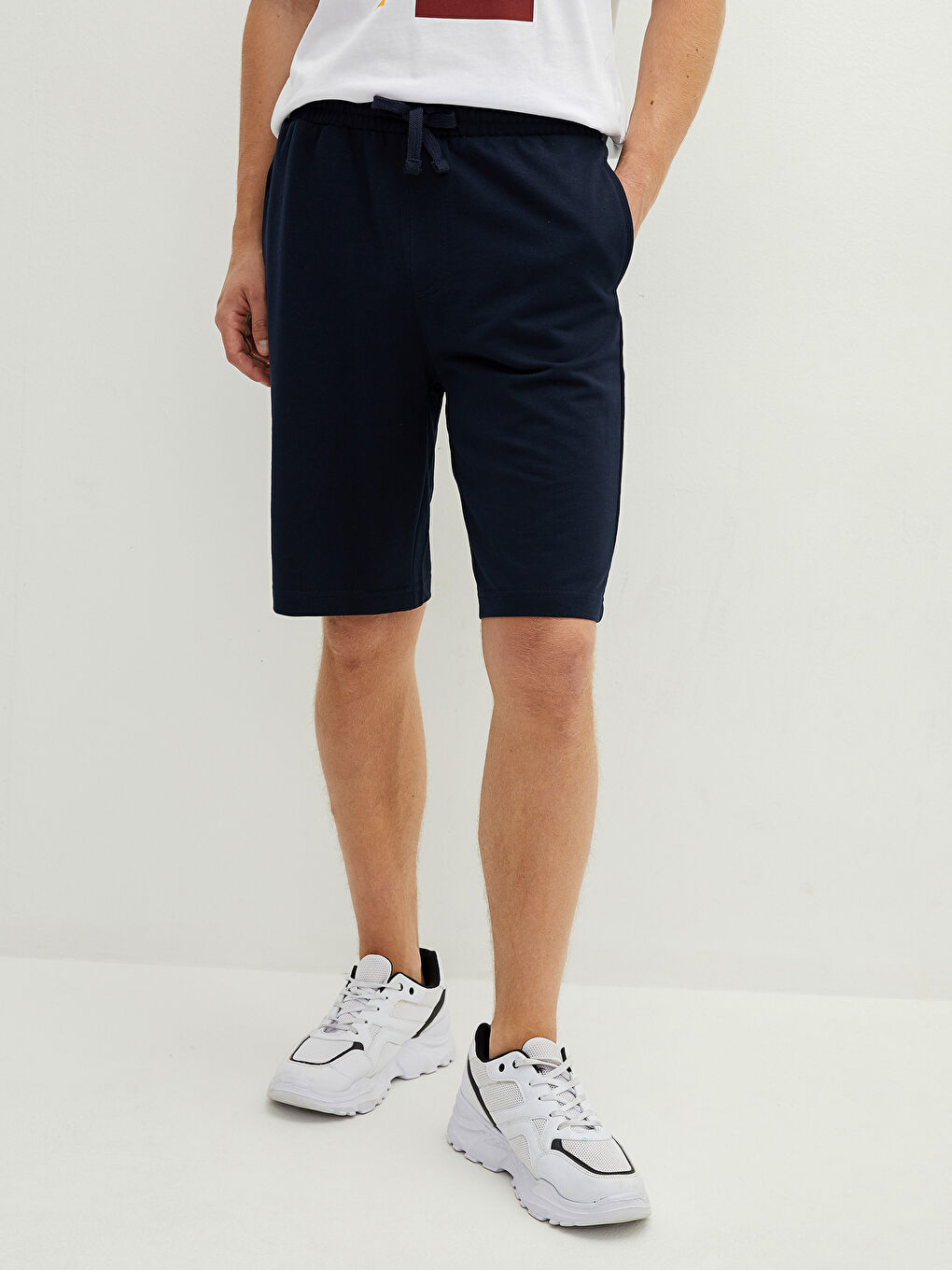 Lacivert Standart Kalıp Örme Erkek Şort-3