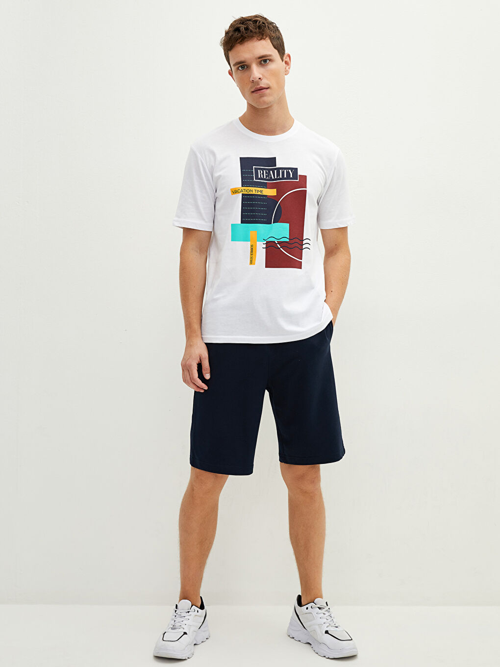 Lacivert Standart Kalıp Örme Erkek Şort