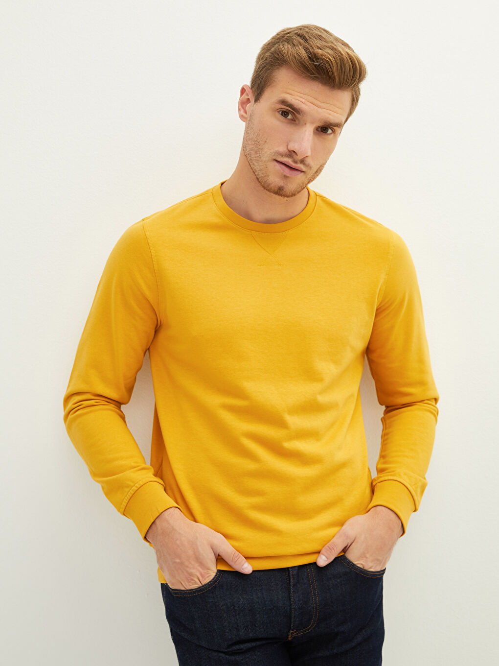 Crew Neck Long Sleeve Basic Men's Sweatshirt-2