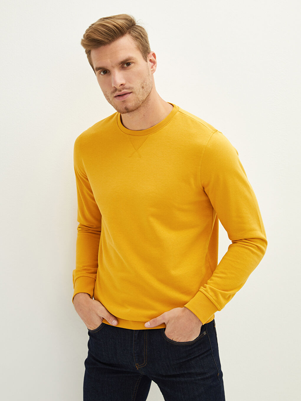 Crew Neck Long Sleeve Basic Men's Sweatshirt-1