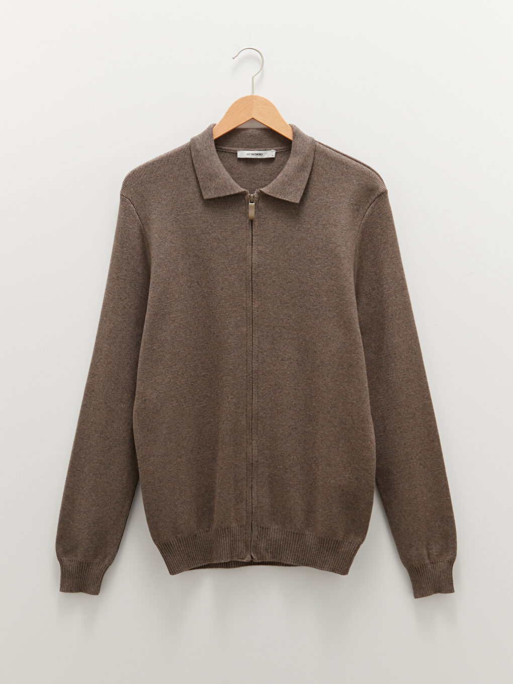 Kahverengi Standart Kalıp Polo Yaka Erkek Triko Hırka-6