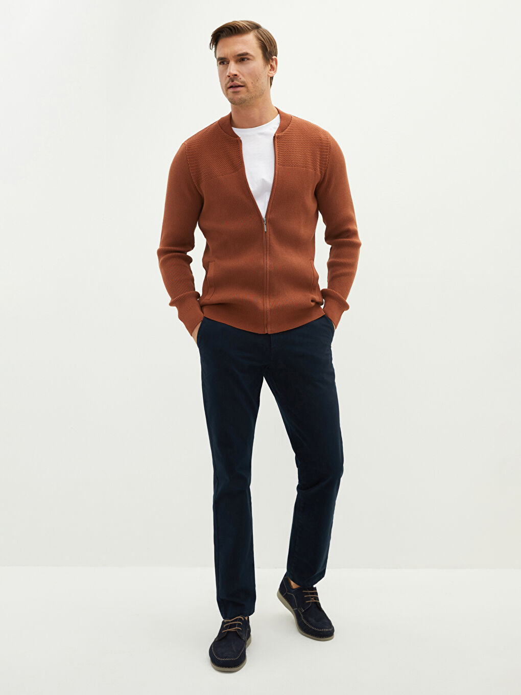 Standard Fit College Neck Men's Cardigan-2