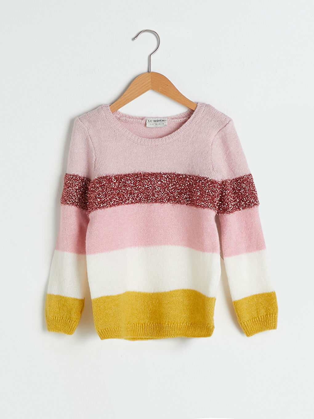 түрлі-түсті дөңгелек жағалы ұзын жең қыз трикотаж жемпір