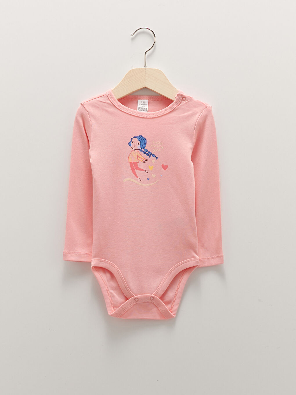 Crew Neck Long Sleeve Printed Cotton Baby Girl Snap Snap Body 2 Pack-1
