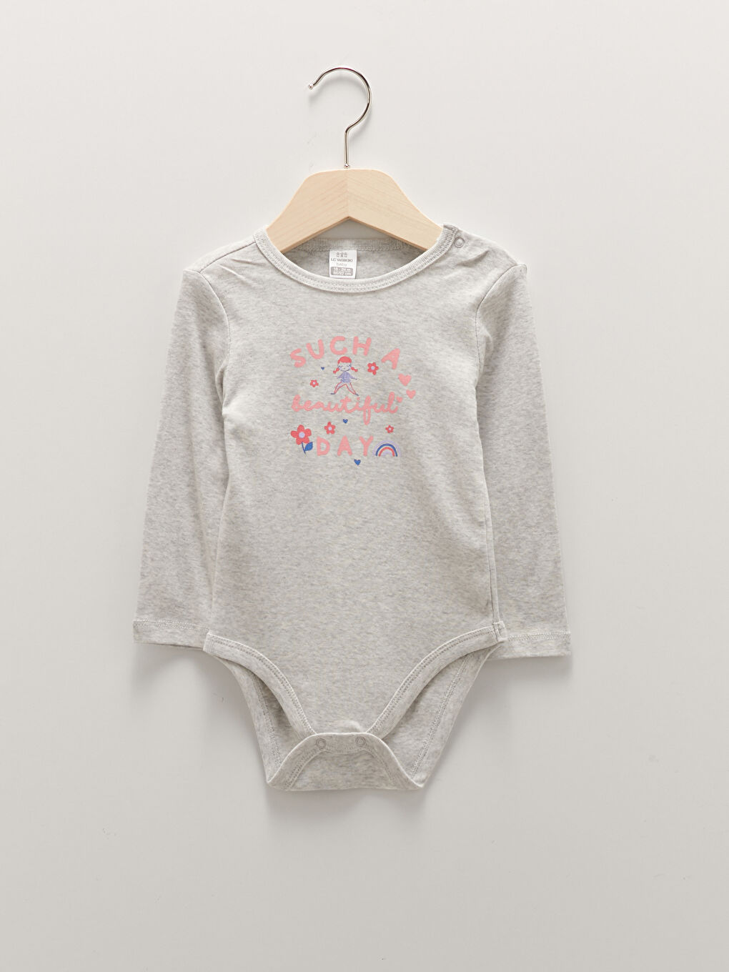 Crew Neck Long Sleeve Printed Cotton Baby Girl Snap Snap Body 2 Pack-2