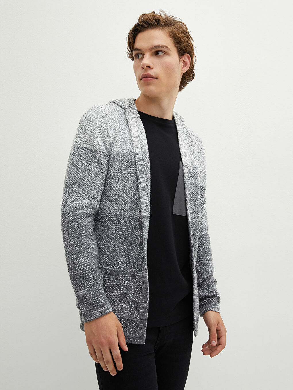Hooded Long Sleeve Men's Knitwear Cardigan-1