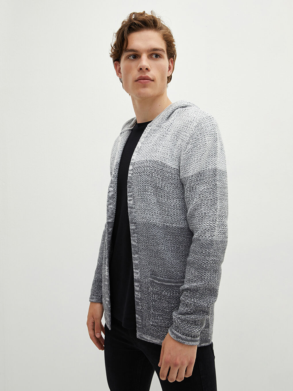 Hooded Long Sleeve Men's Knitwear Cardigan-2