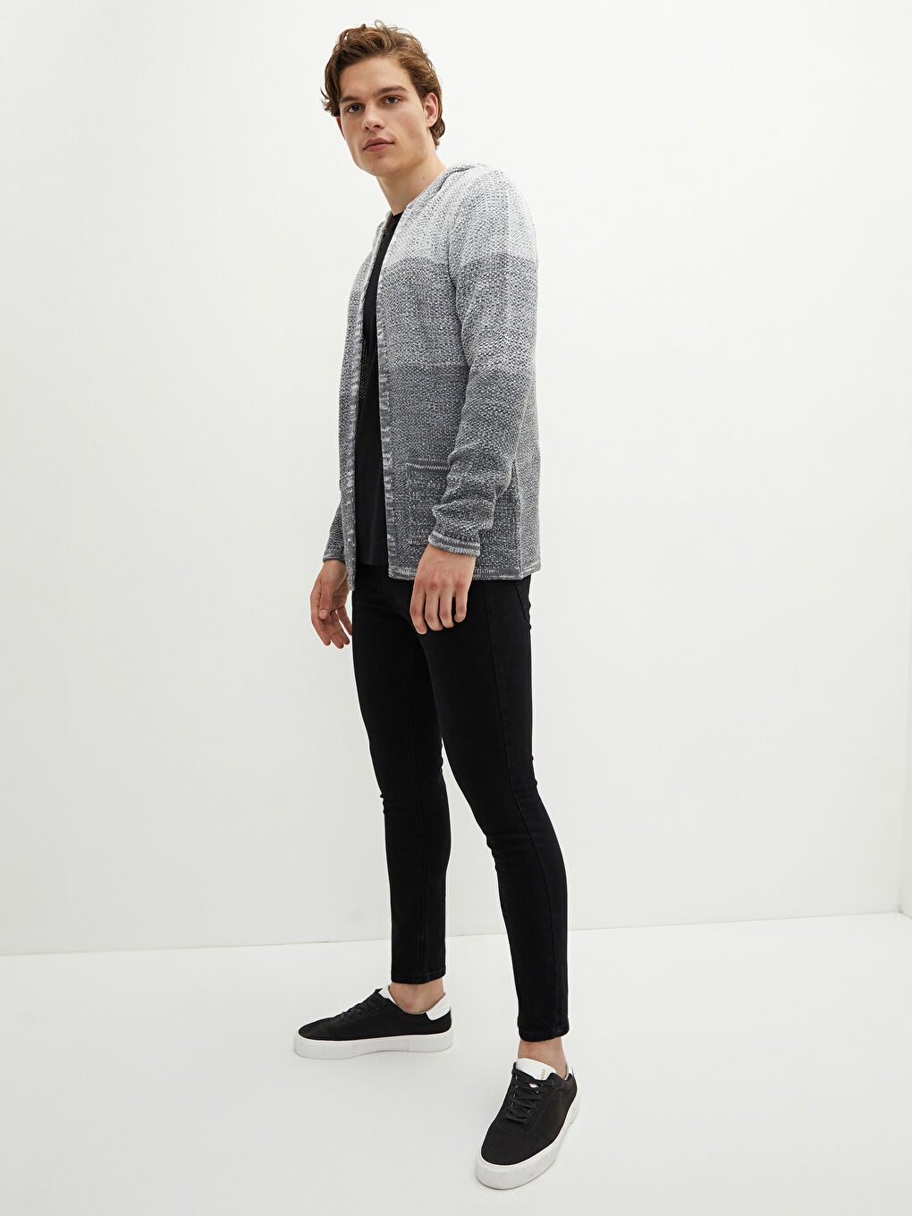 Hooded Long Sleeve Men's Knitwear Cardigan-3