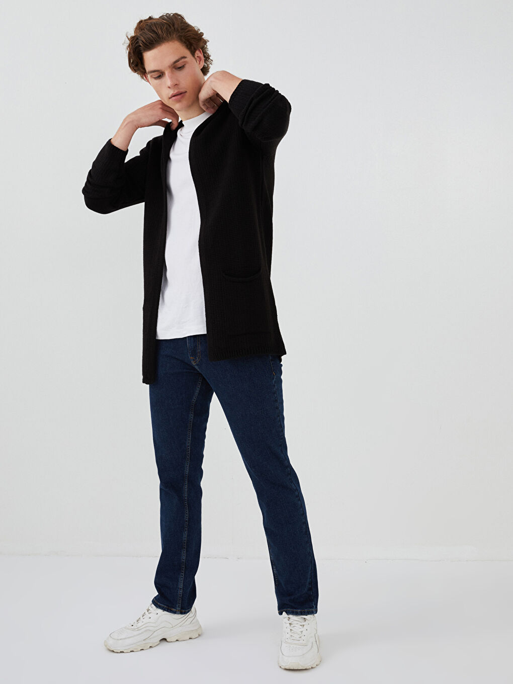 Slim Fit Hooded Long Sleeve Men's Knitwear Cardigan-2