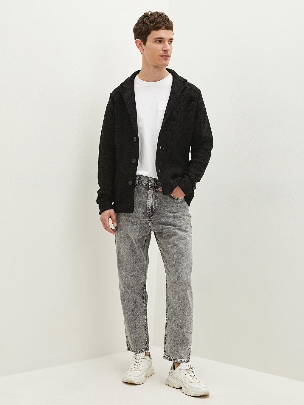 Slim Fit Shawl Collar Men's Knitwear Cardigan-1