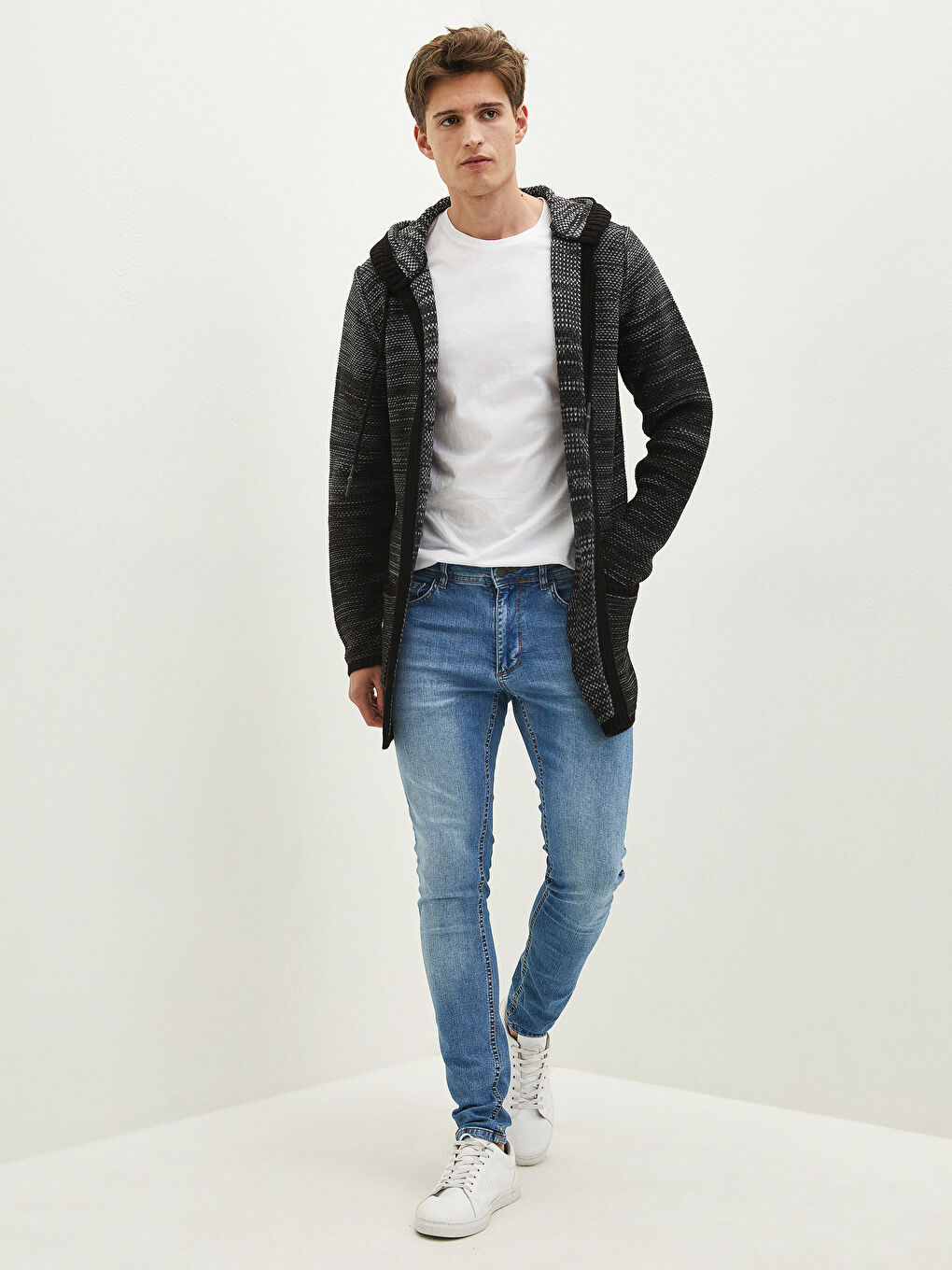 Hooded Long Sleeve Men's Knitwear Cardigan-2