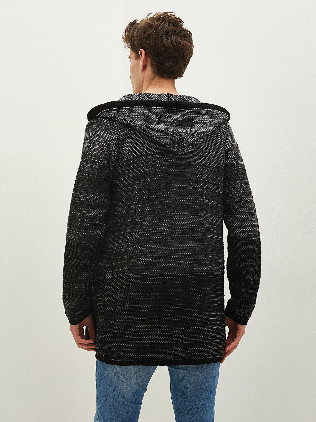 Hooded Long Sleeve Men's Knitwear Cardigan-3