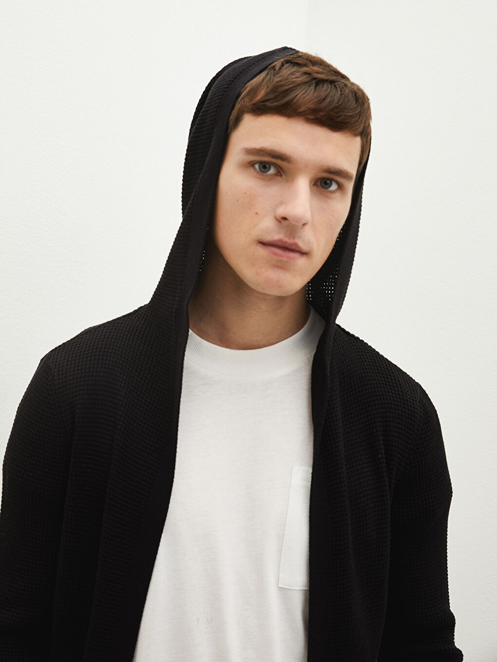 ерлерге арналған капюшонды ұзын жең трикотаж кардиган-2