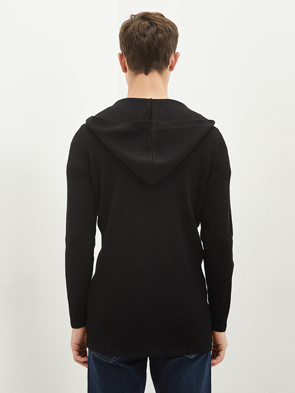 ерлерге арналған капюшонды ұзын жең трикотаж кардиган-4