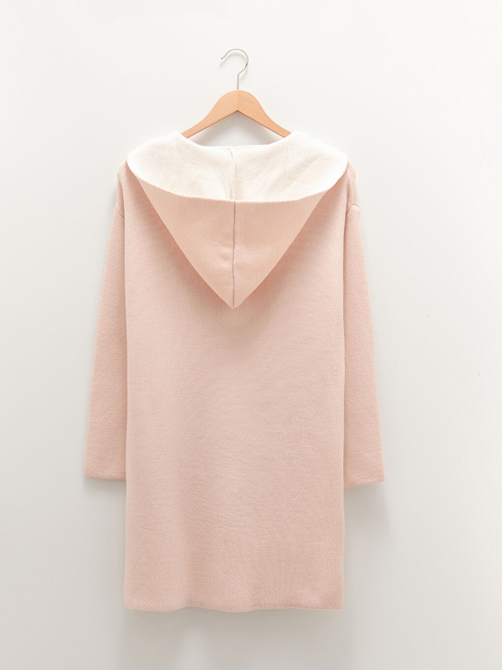 Әйелдерге арналған капюшонды жағалы қалтасы бар ұзын жең трикотаж кардиган-6