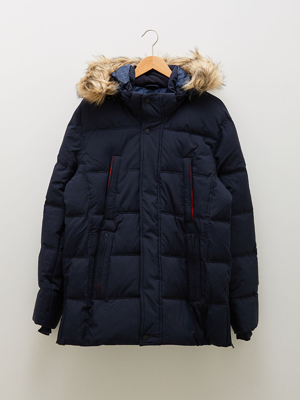 Thick Men's Parka with Hooded Standard Pattern Fur-6