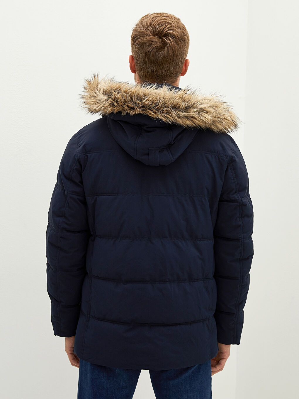 Thick Men's Parka with Hooded Standard Pattern Fur-5
