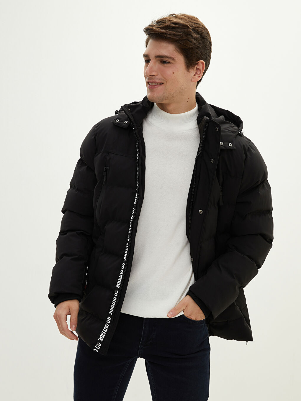Relaxed Fit Hooded Men's Coat