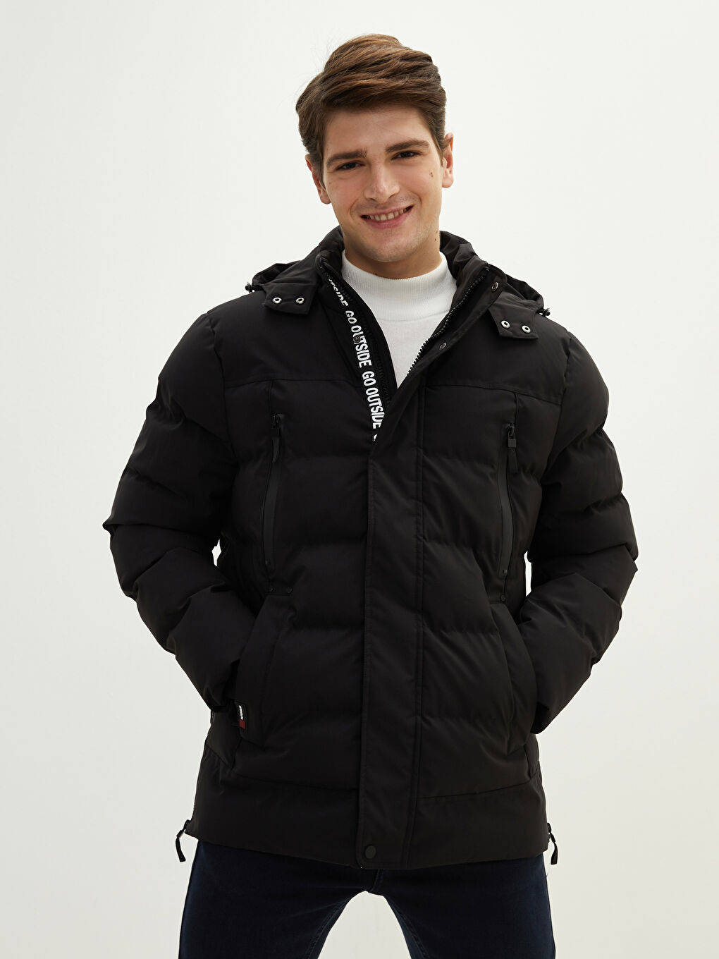 Relaxed Fit Hooded Men's Coat-1