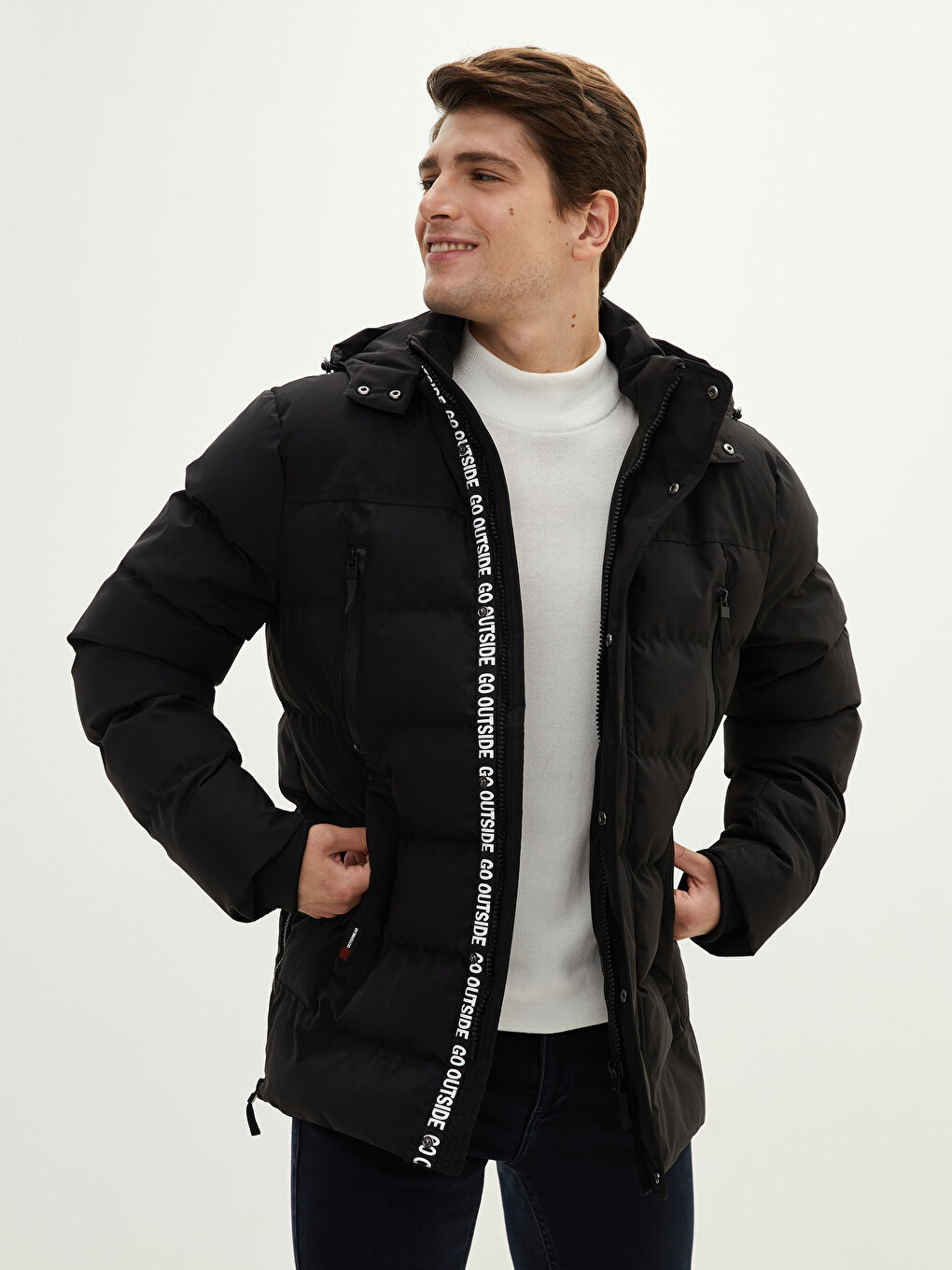 Relaxed Fit Hooded Men's Coat-2