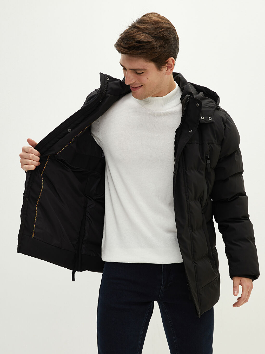 Relaxed Fit Hooded Men's Coat-3