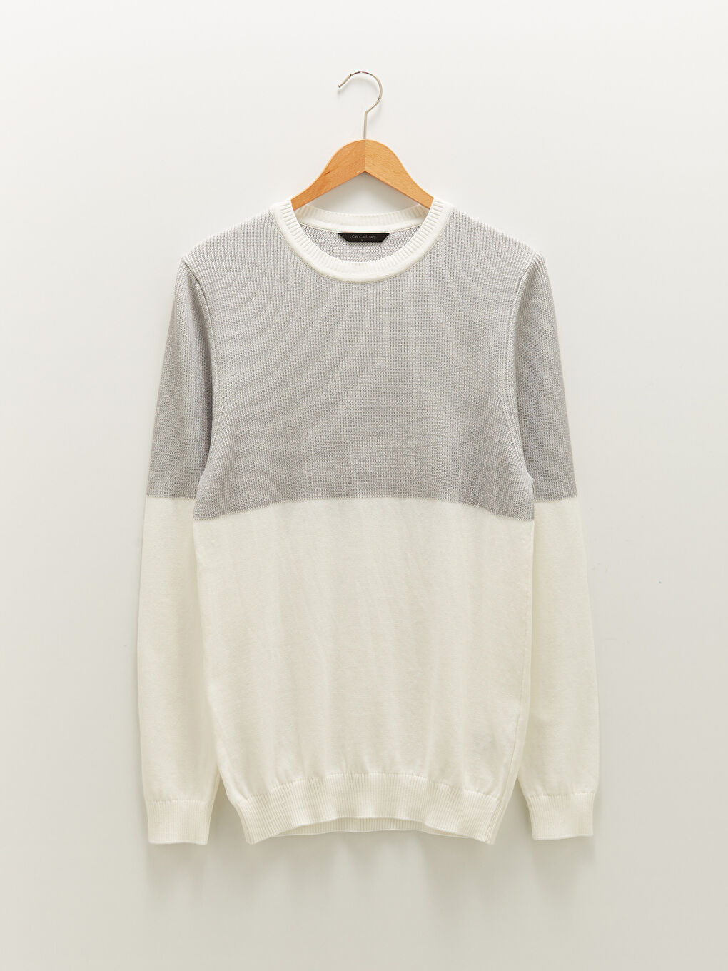 Crew Neck Long Sleeve Color Block Men's Knitwear Sweater-5