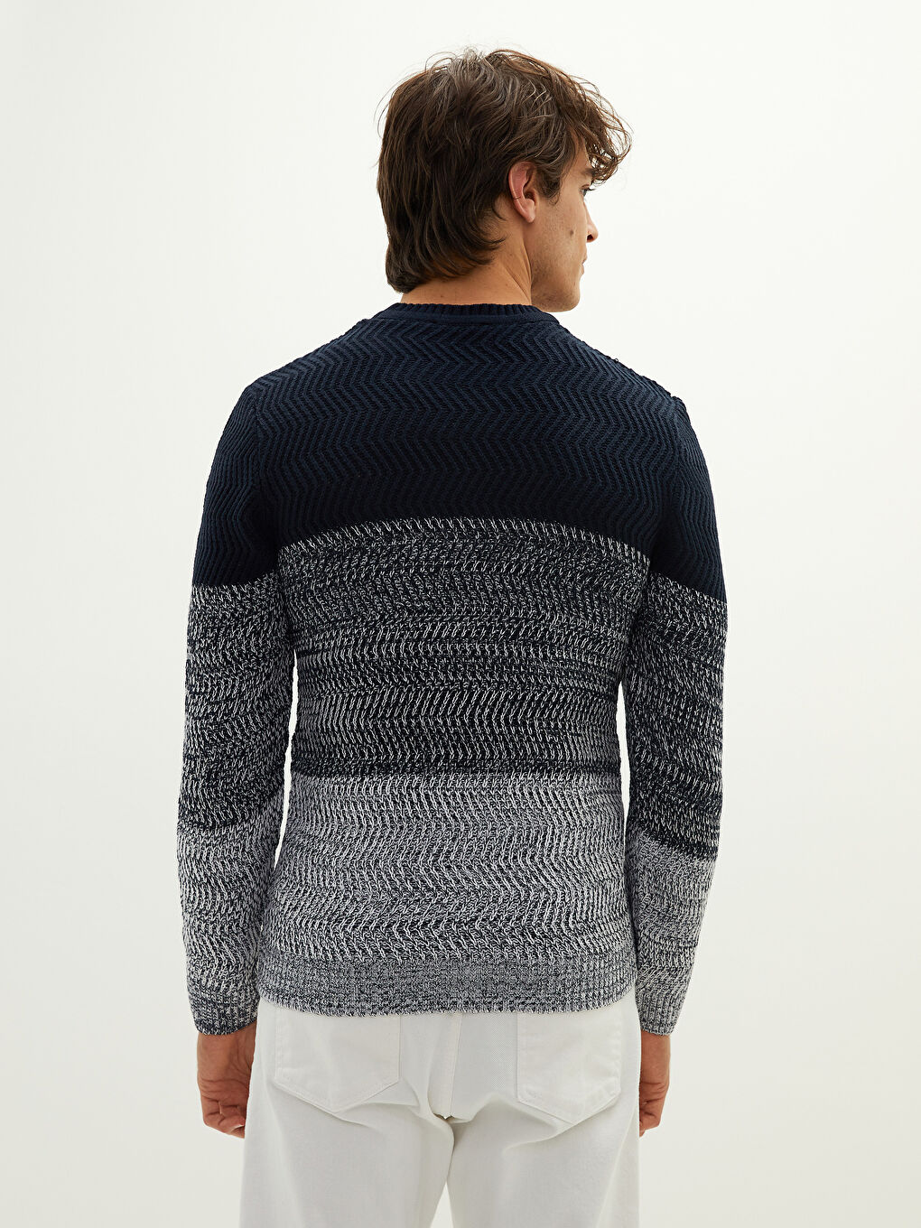 XSIDE Crew Neck Long Sleeve Color Block Men's Knitwear Sweater -W12669Z8-HRC