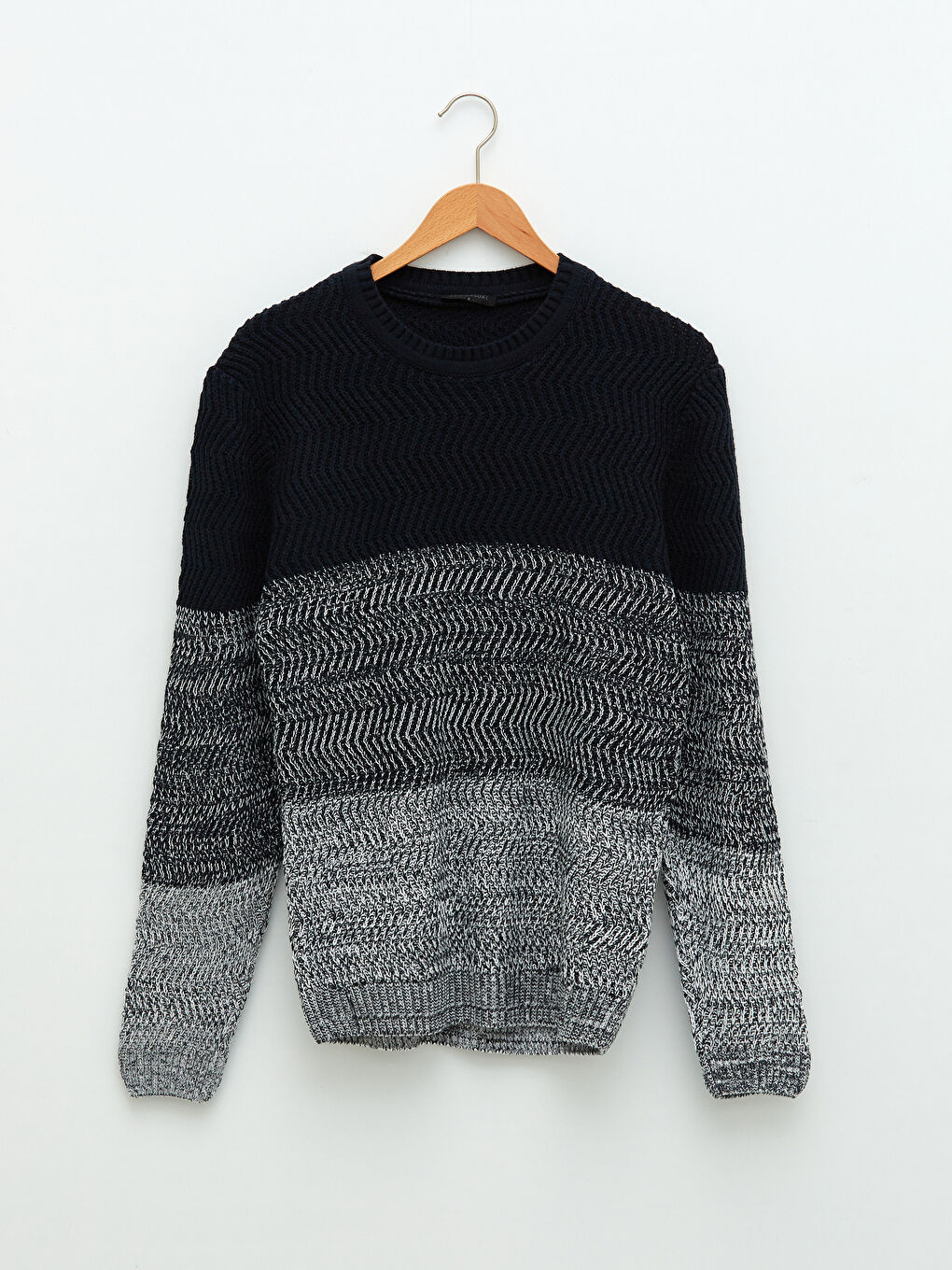 XSIDE Crew Neck Long Sleeve Color Block Men's Knitwear Sweater -W12669Z8-HRC