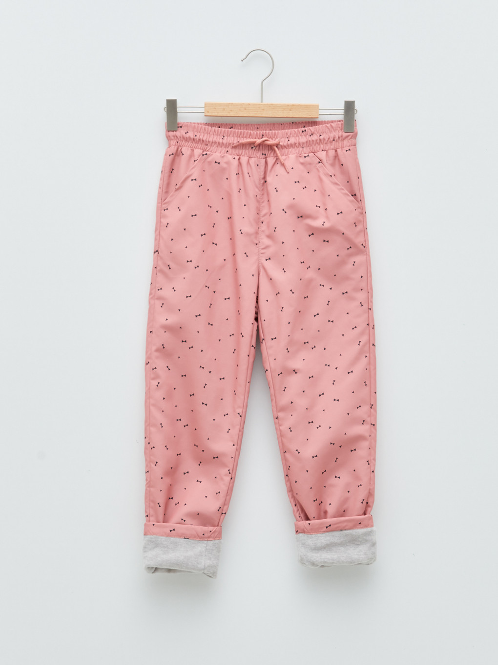 Pembe Beli Lastikli Desenli Polar Astarlı Kız Çocuk Pantolon-4